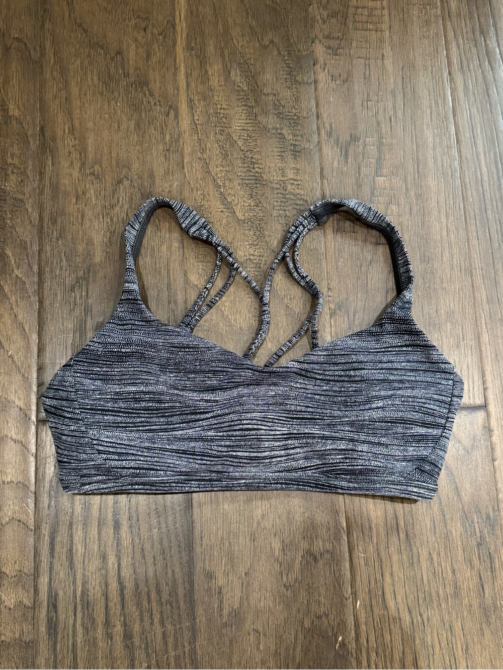 lululemon athletica Marled Black & White Strappy Sports Bra